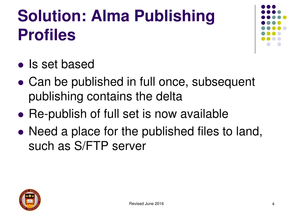 solution alma publishing profiles