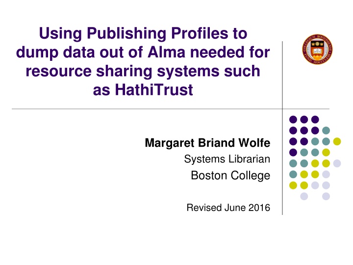 using publishing profiles to dump data