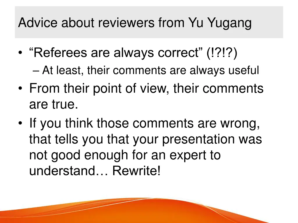 advice about reviewers from yu yugang