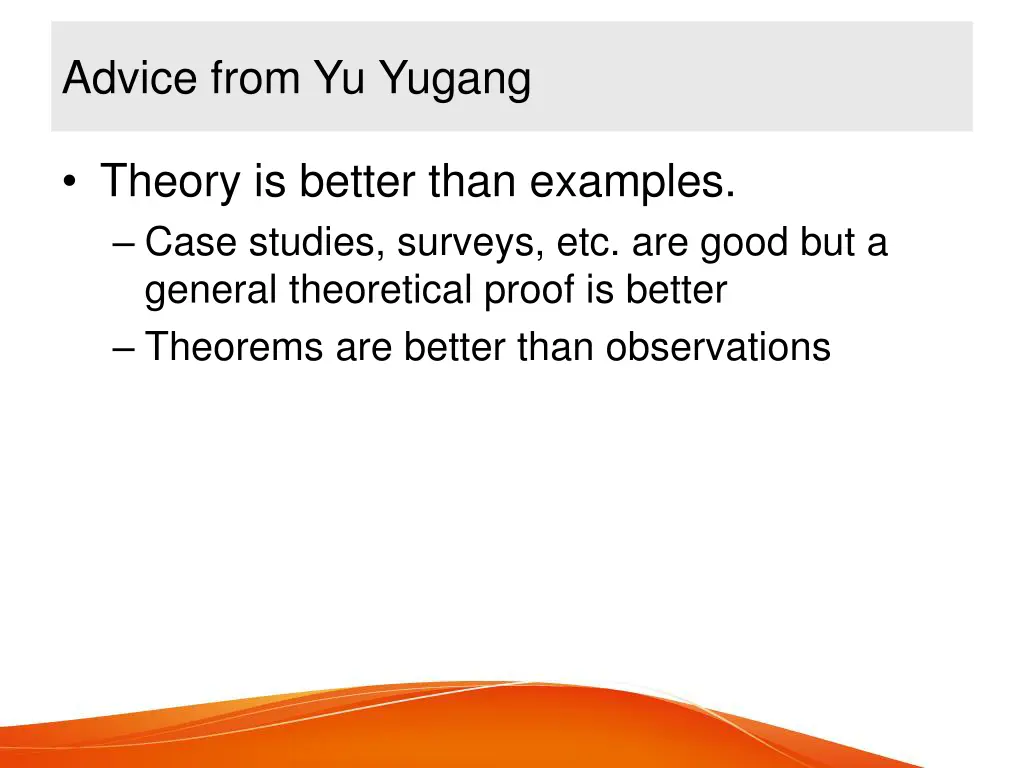 advice from yu yugang