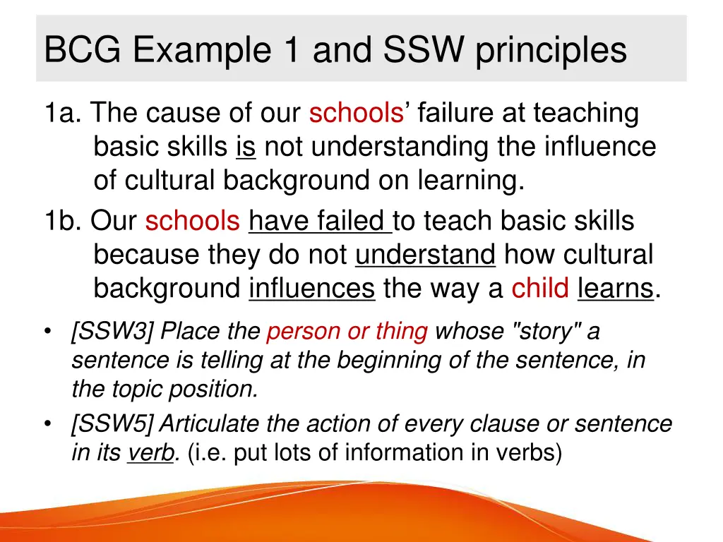 bcg example 1 and ssw principles