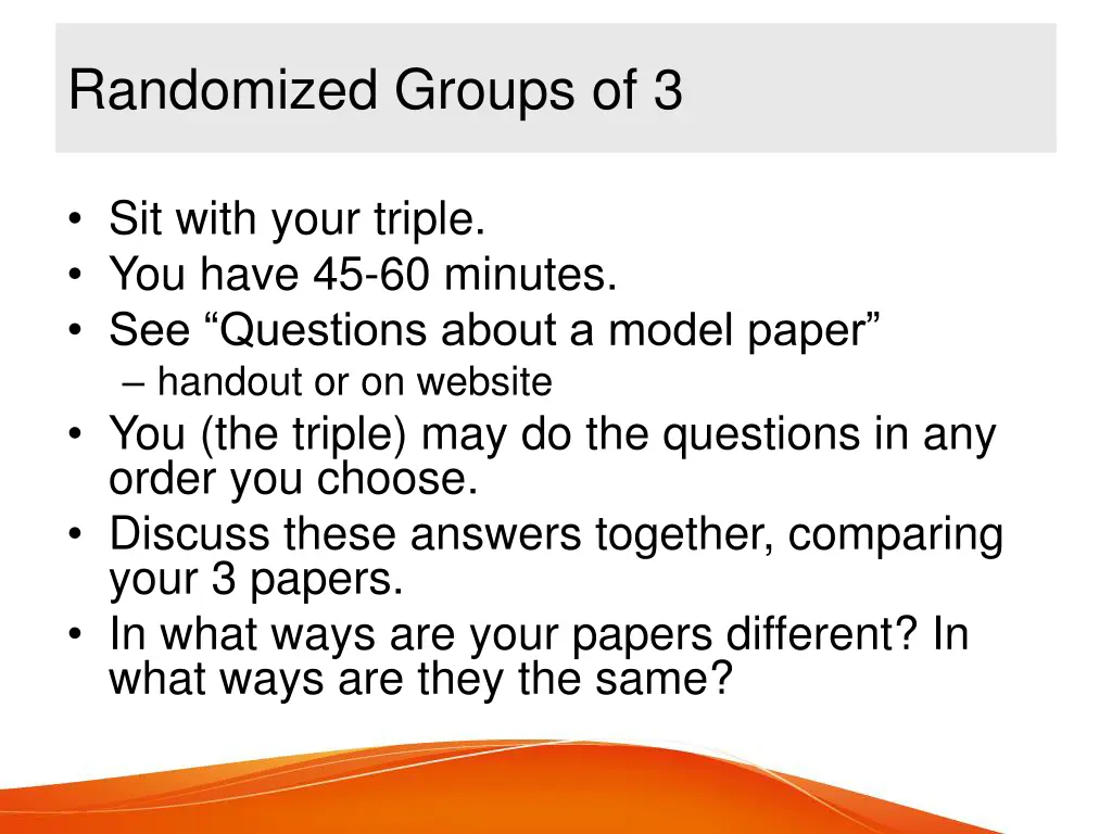 randomized groups of 3