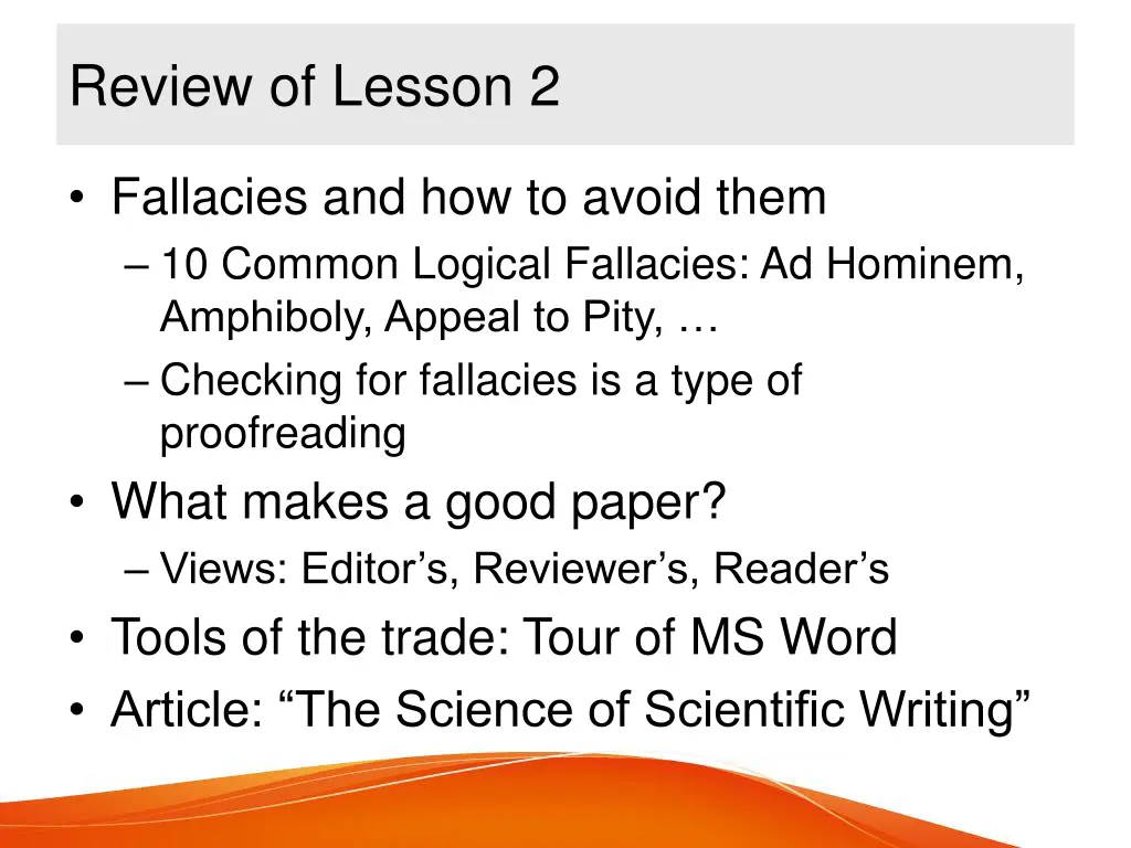 review of lesson 2