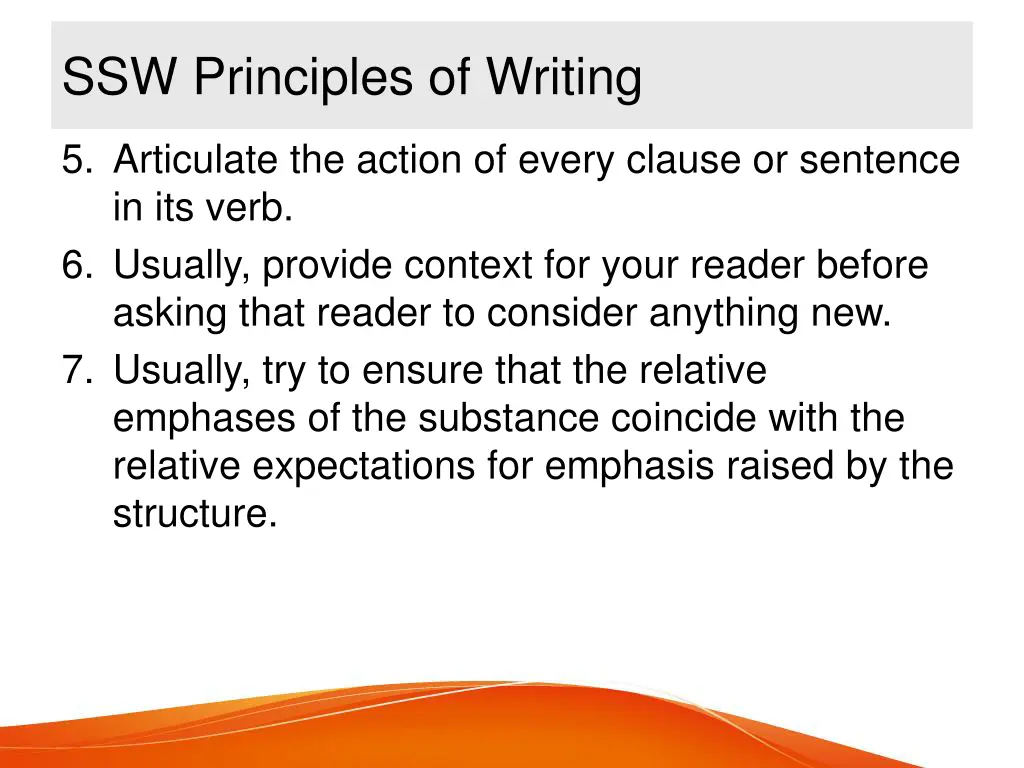 ssw principles of writing 1