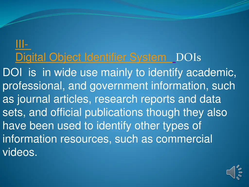 iii digital object identifier system dois