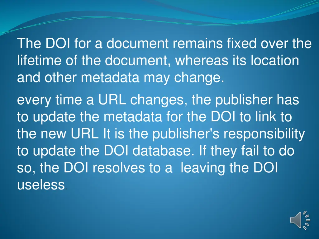 the doi for a document remains fixed over