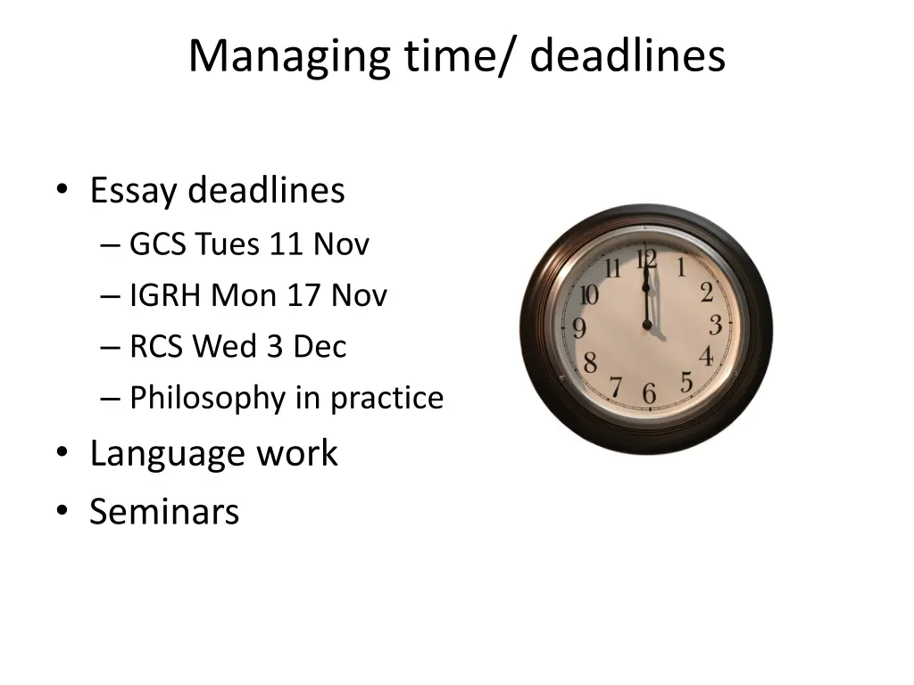 managing time deadlines