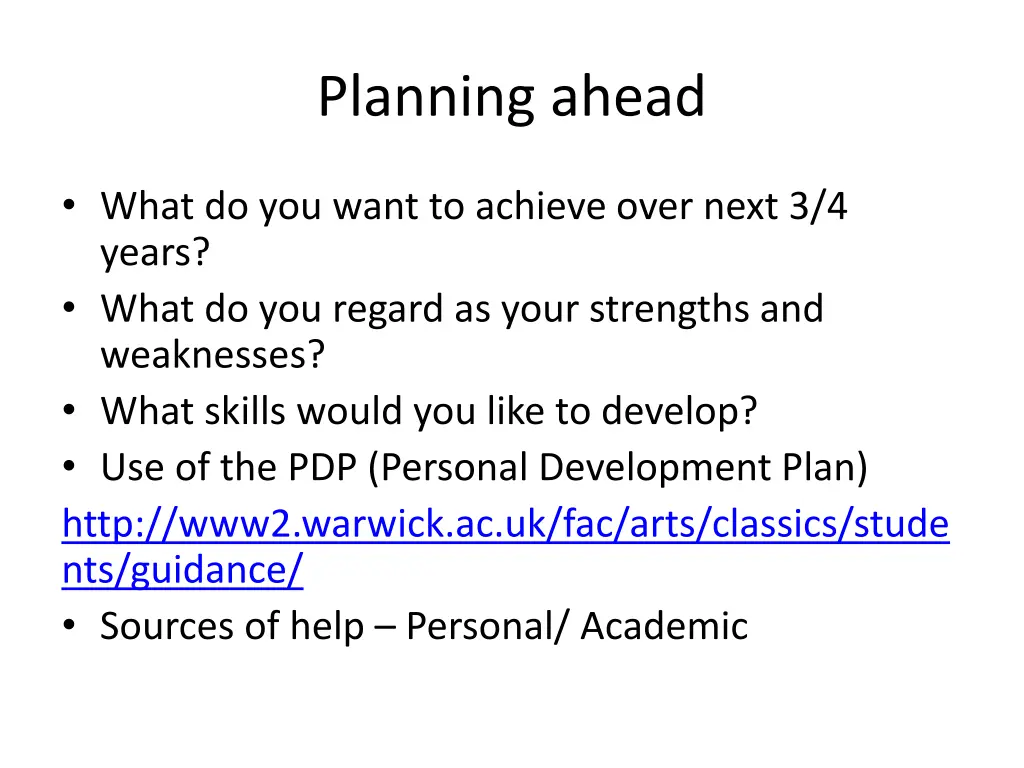 planning ahead