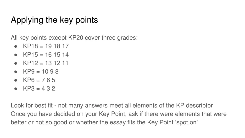 applying the key points