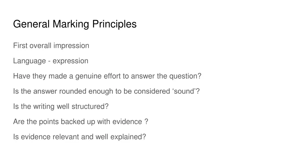 general marking principles