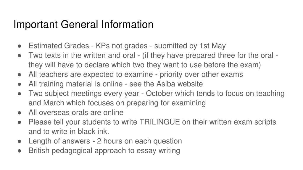 important general information