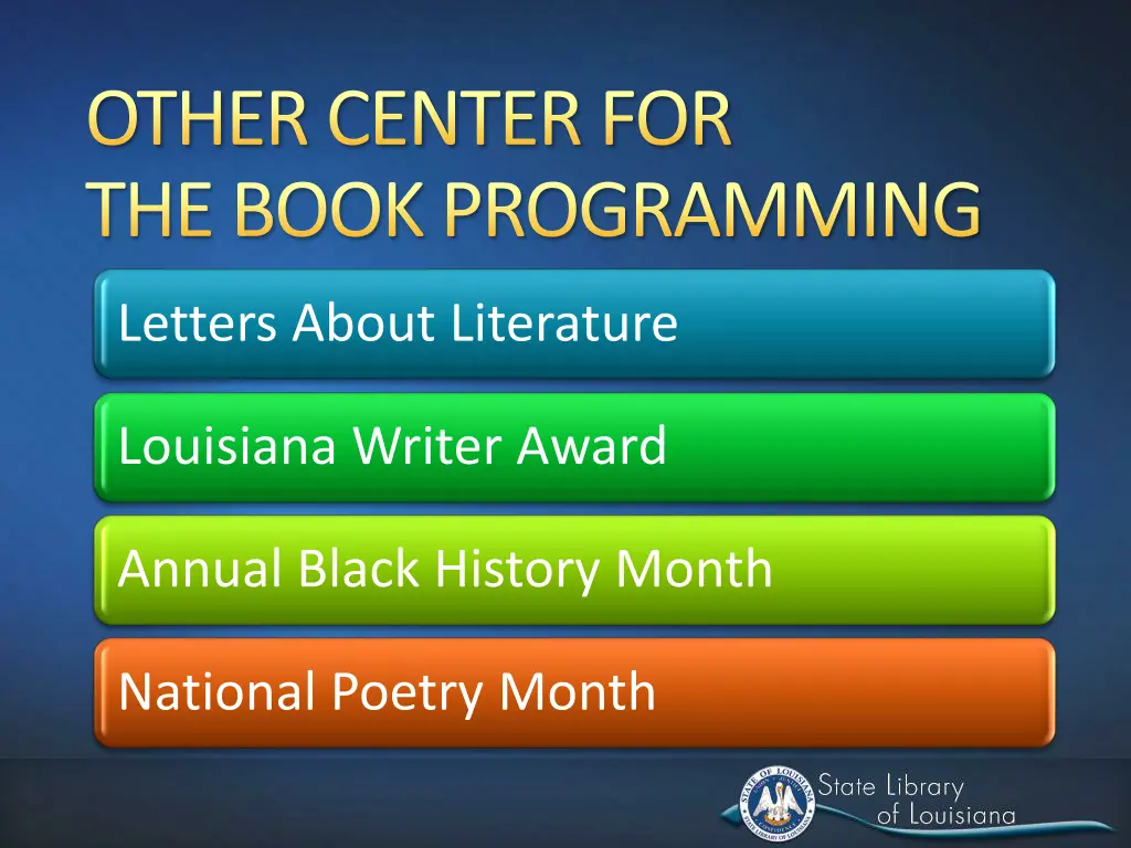 other center for the book programming