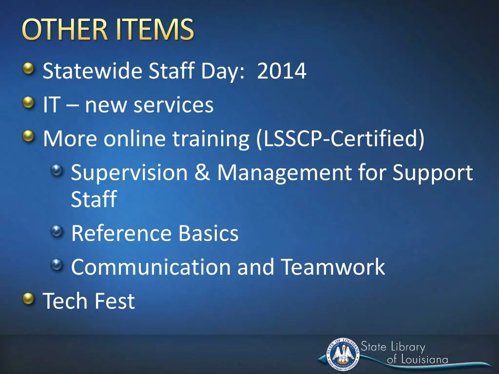 other items statewide staff day 2014