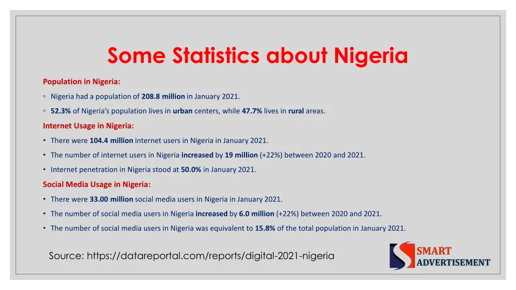 some statistics about nigeria