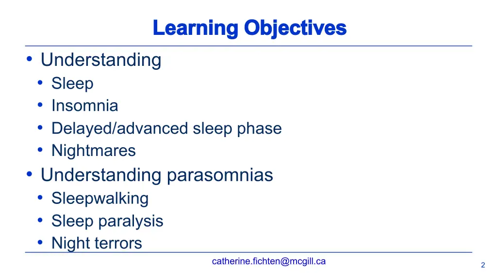 learning objectives learning objectives
