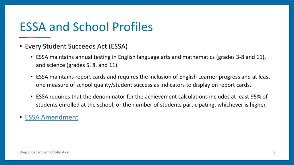 essa and school profiles