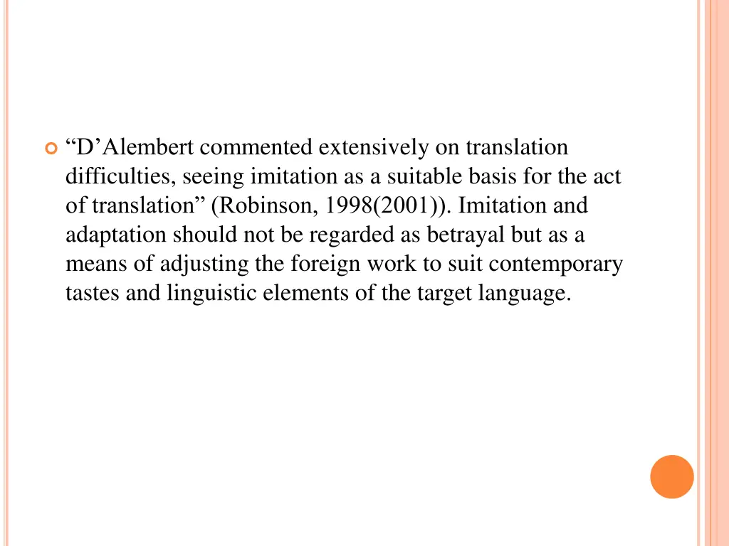 d alembert commented extensively on translation