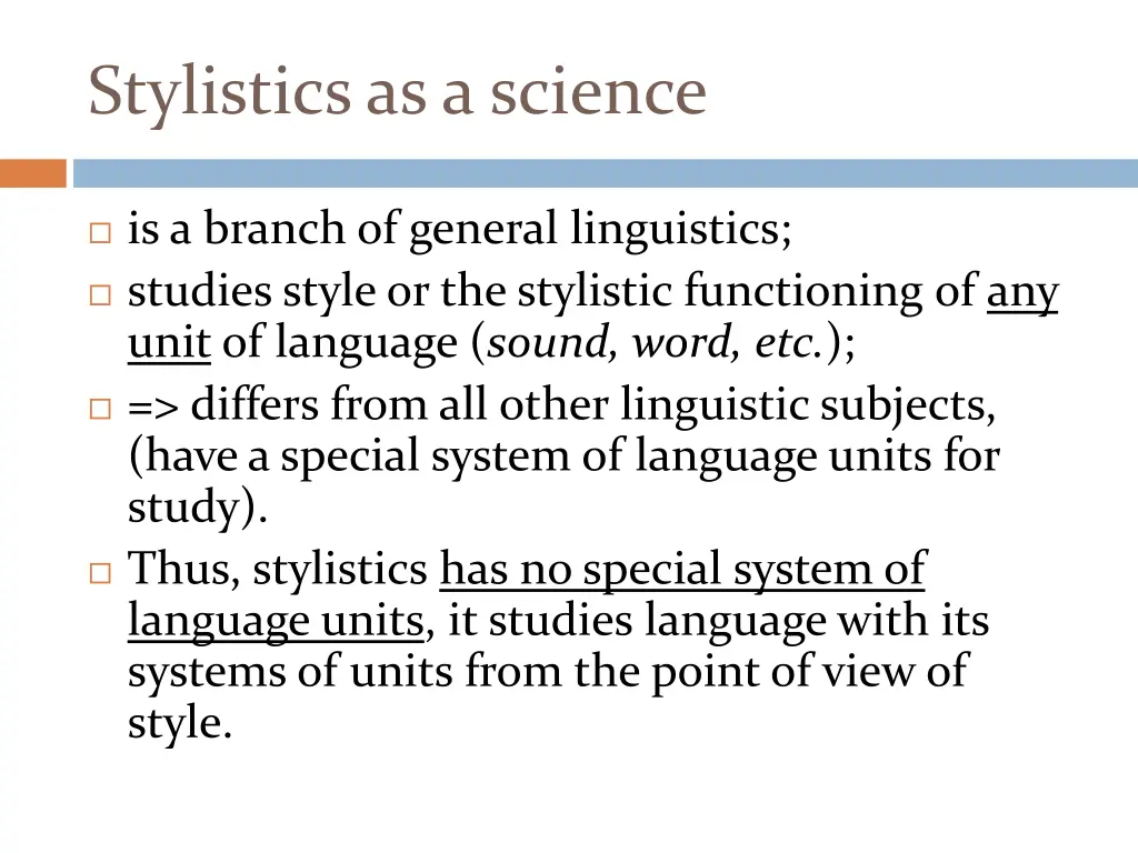 stylistics as a science