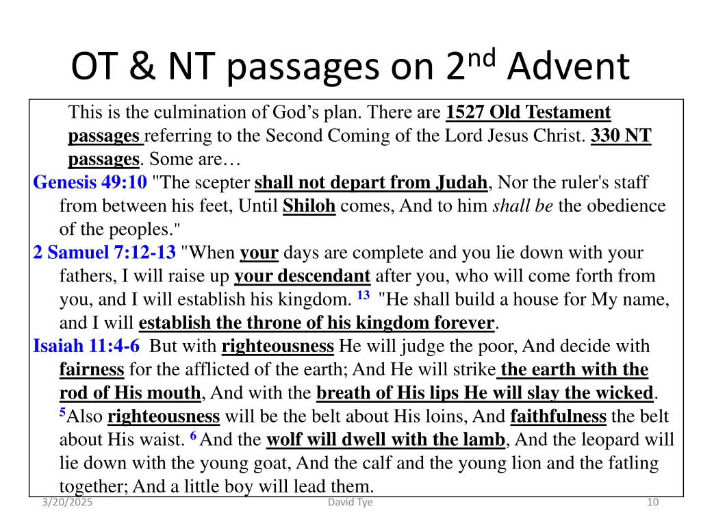 ot nt passages on 2 nd advent this