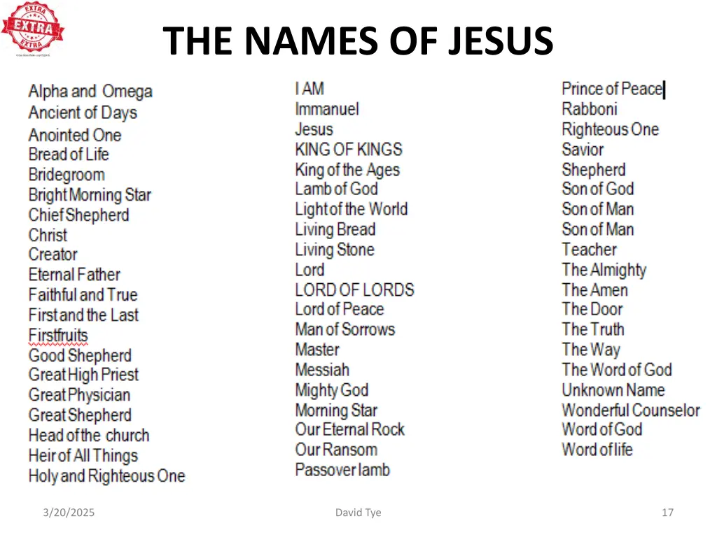 the names of jesus