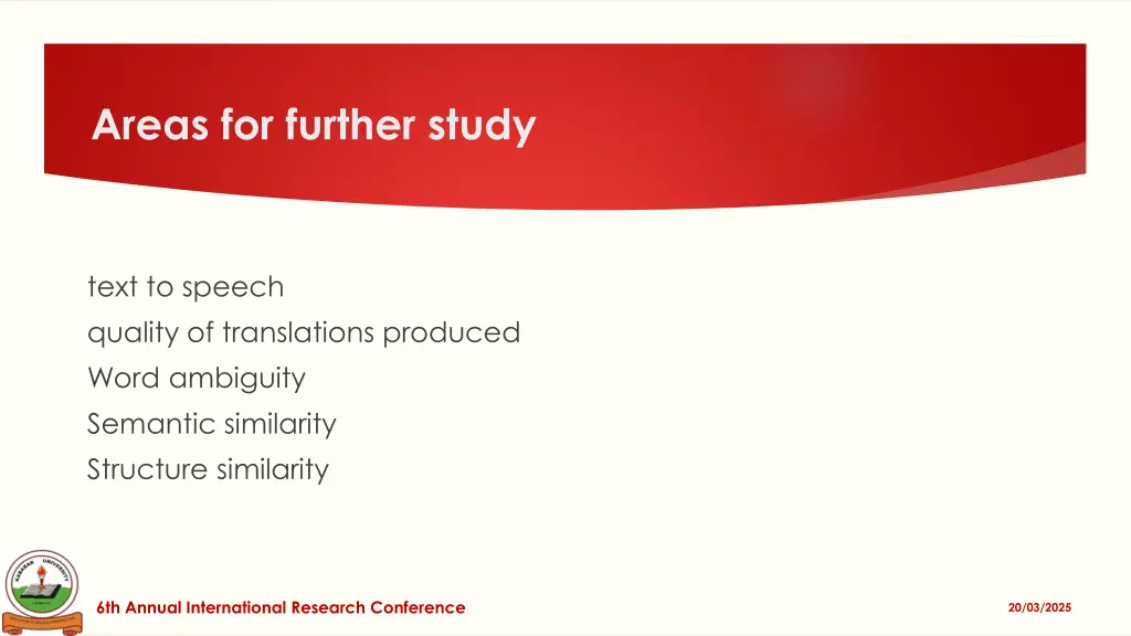 areas for further study
