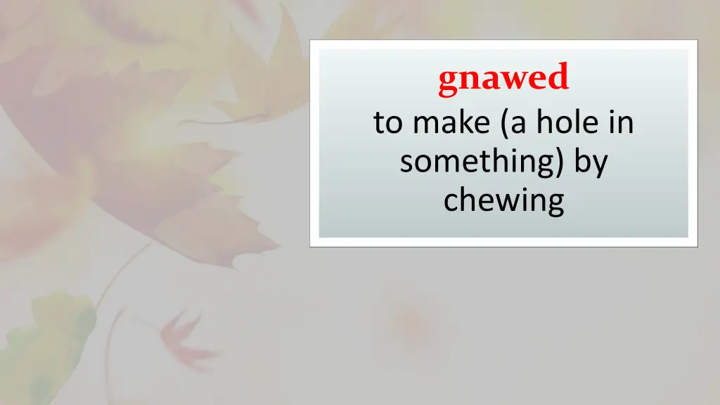 gnawed to make a hole in something by chewing