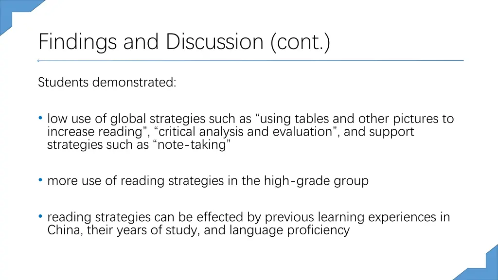 findings and discussion cont