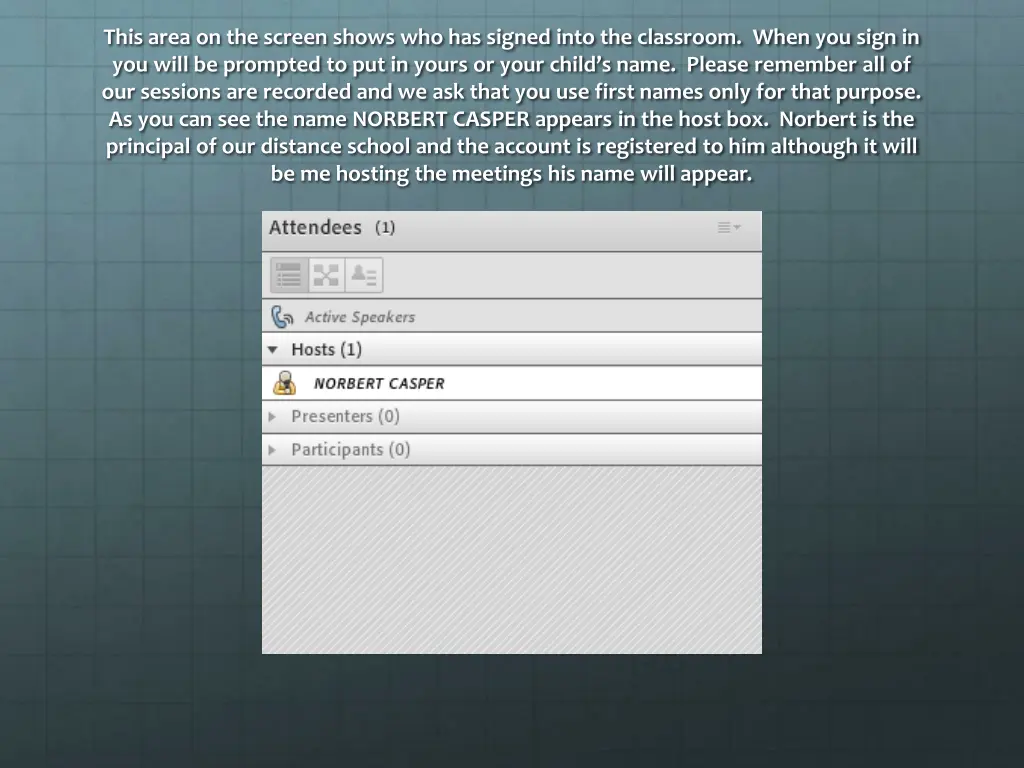 this area on the screen shows who has signed into
