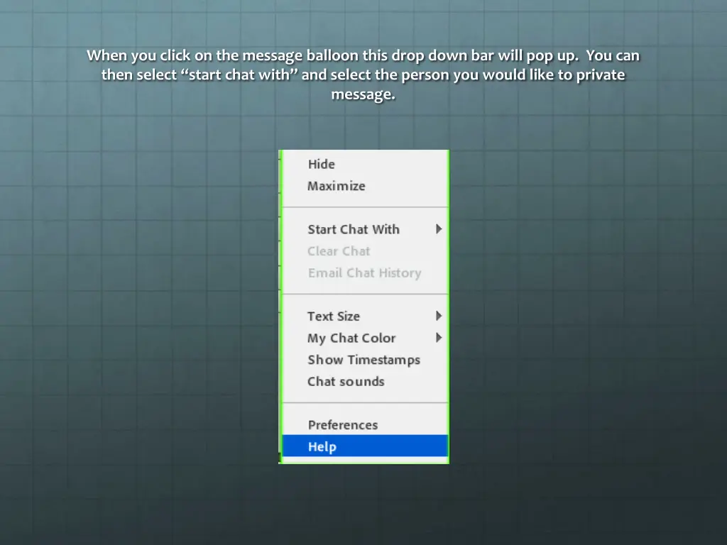 when you click on the message balloon this drop