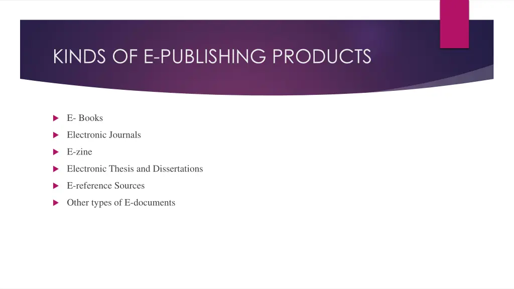 kinds of e publishing products