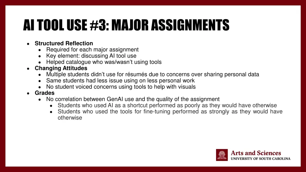 ai tool use 3 major assignments