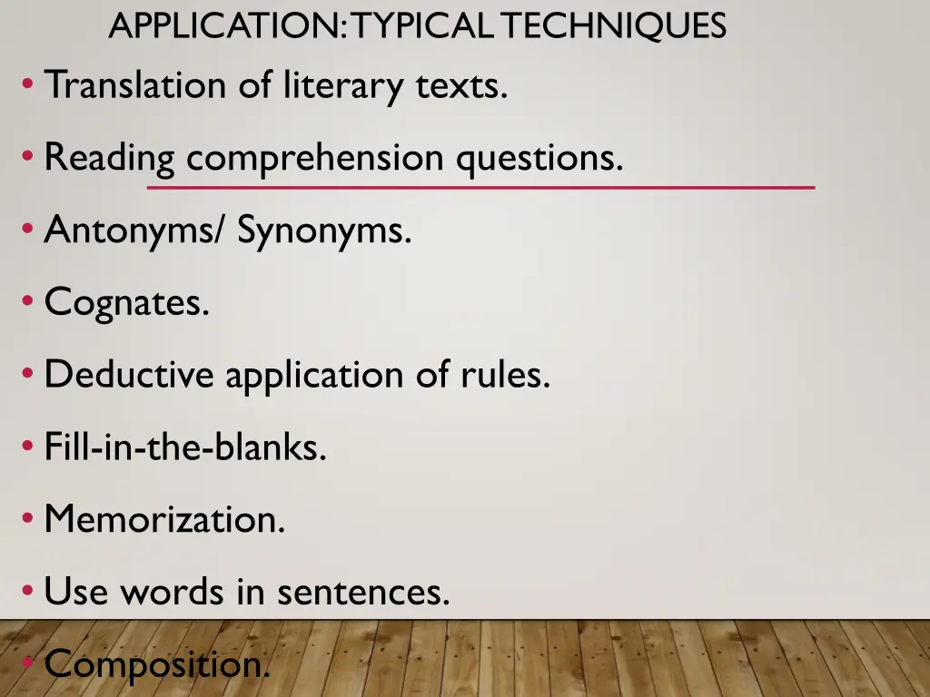 application typicaltechniques translation