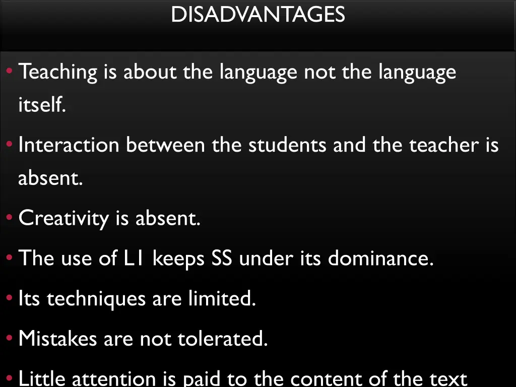 disadvantages