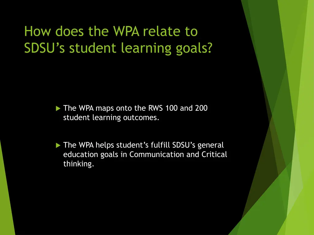 how does the wpa relate to sdsu s student