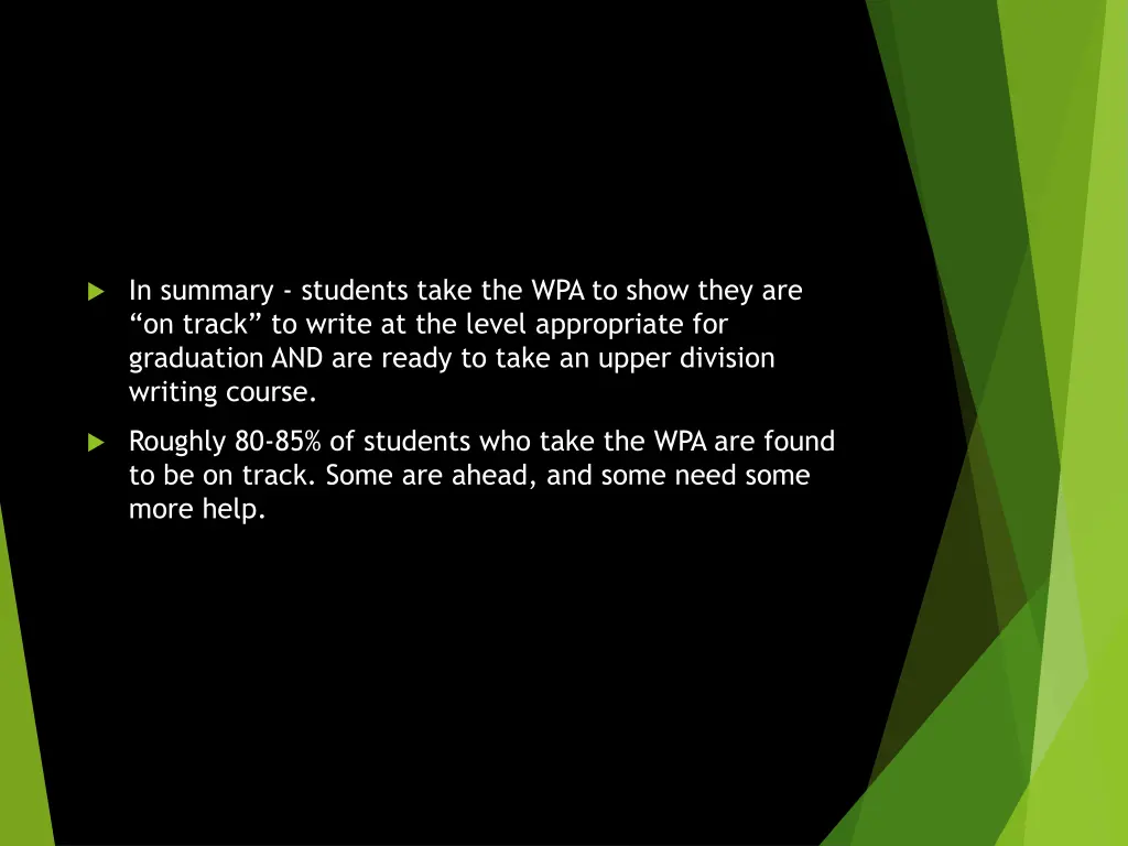 in summary students take the wpa to show they