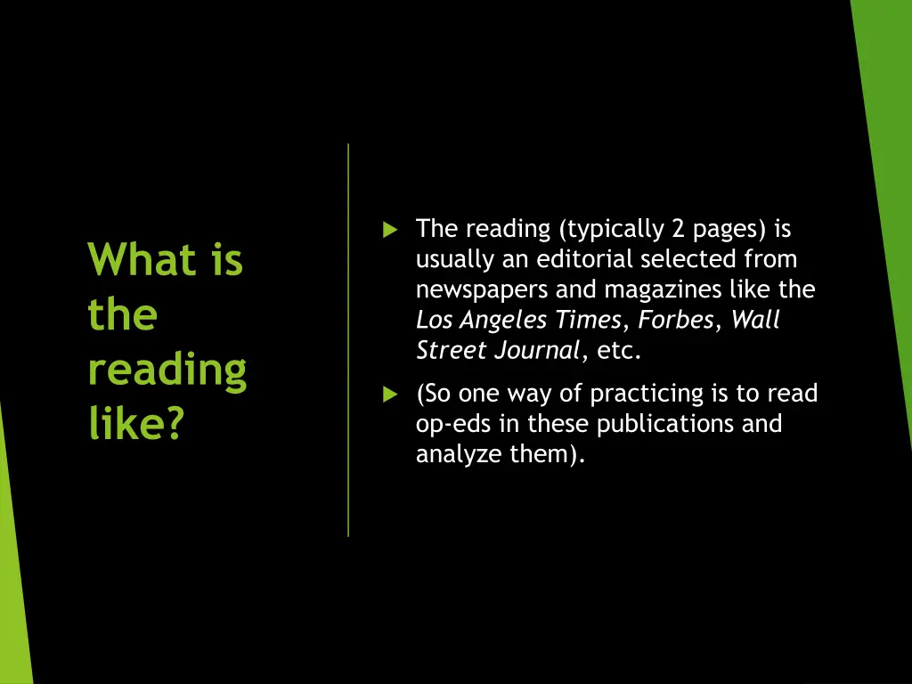 the reading typically 2 pages is usually