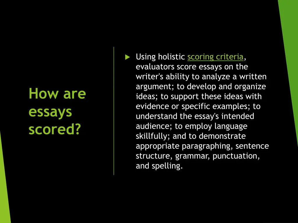 using holistic scoring criteria evaluators score