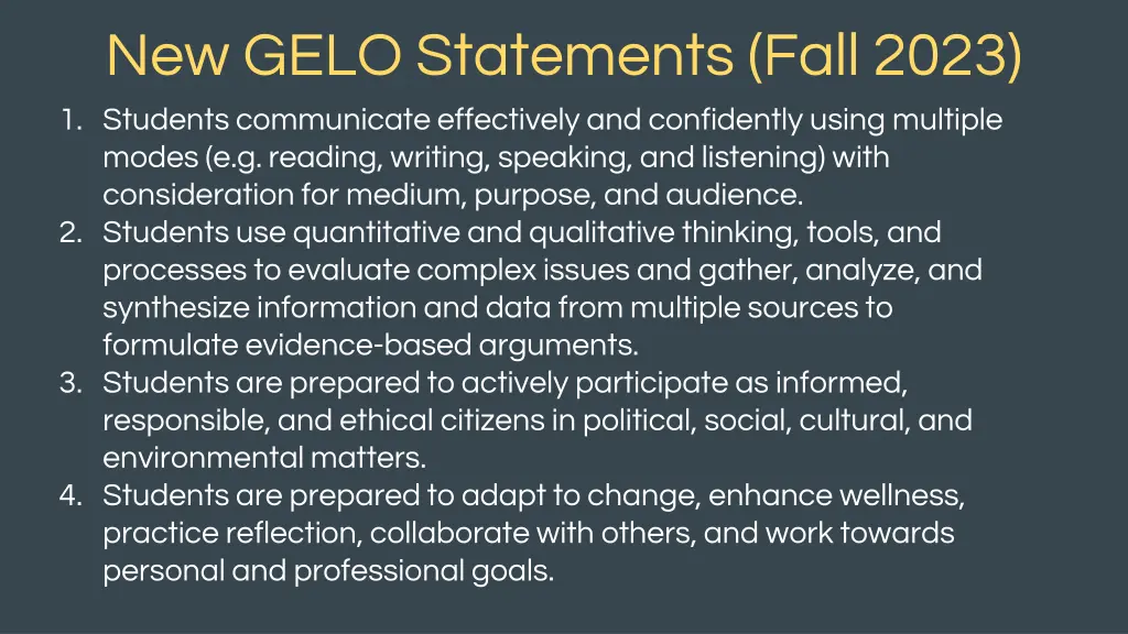 new gelo statements fall 2023