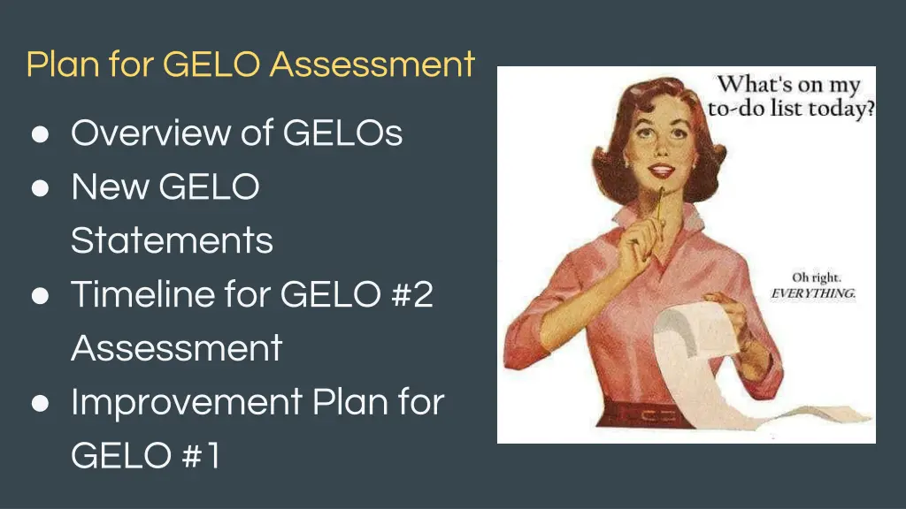 plan for gelo assessment