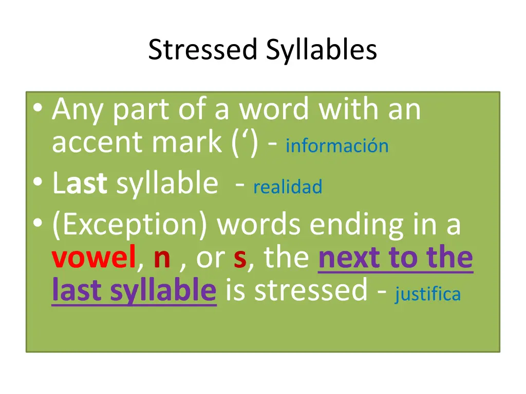 stressed syllables