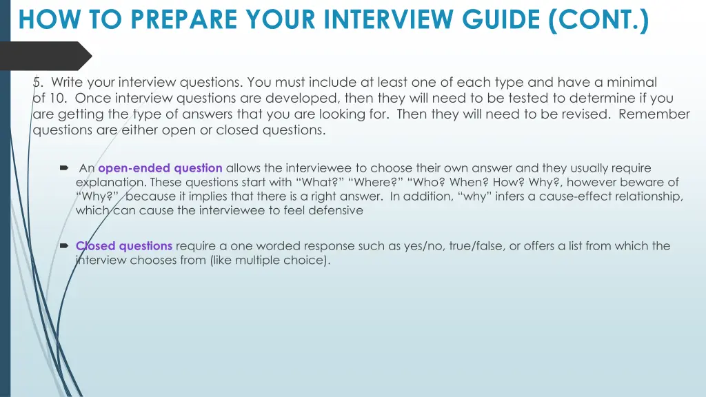 how to prepare your interview guide cont 1