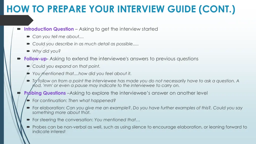 how to prepare your interview guide cont 2