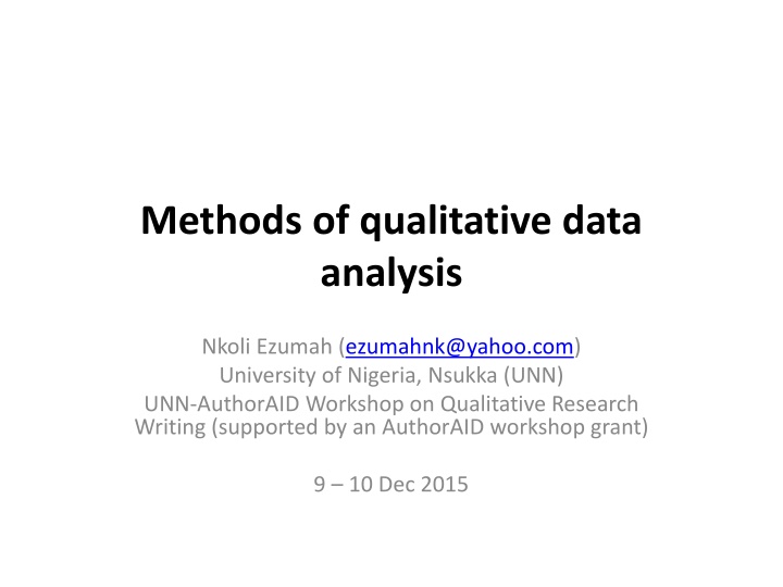 methods of qualitative data analysis