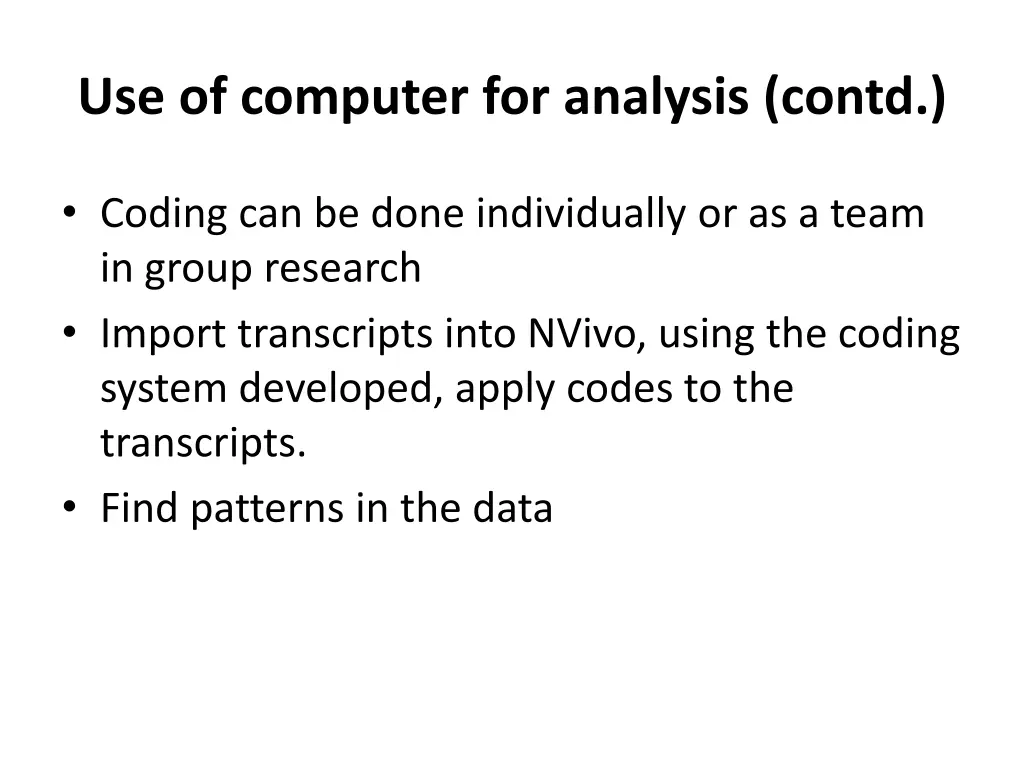 use of computer for analysis contd 1