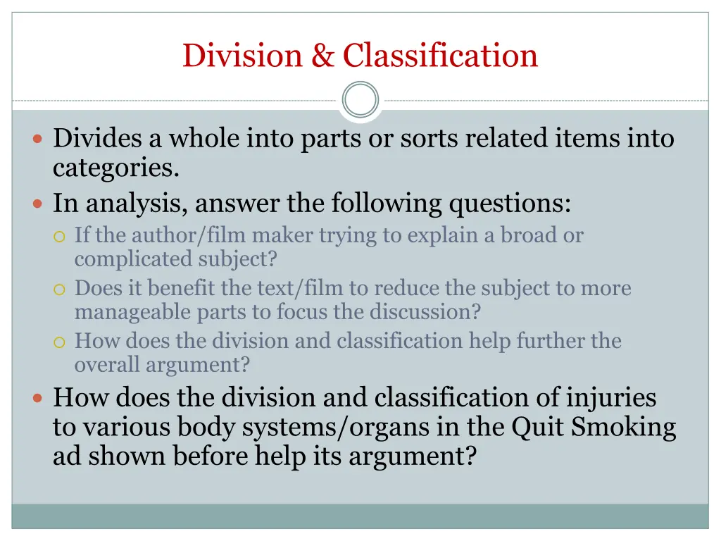 division classification