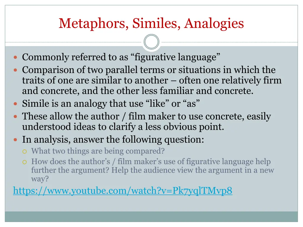 metaphors similes analogies