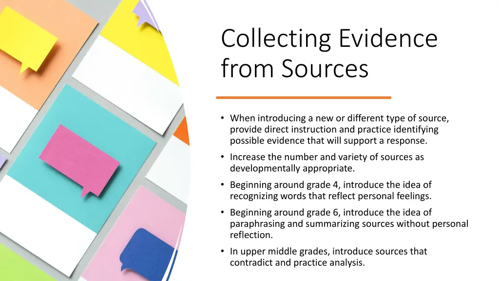 collecting evidence from sources