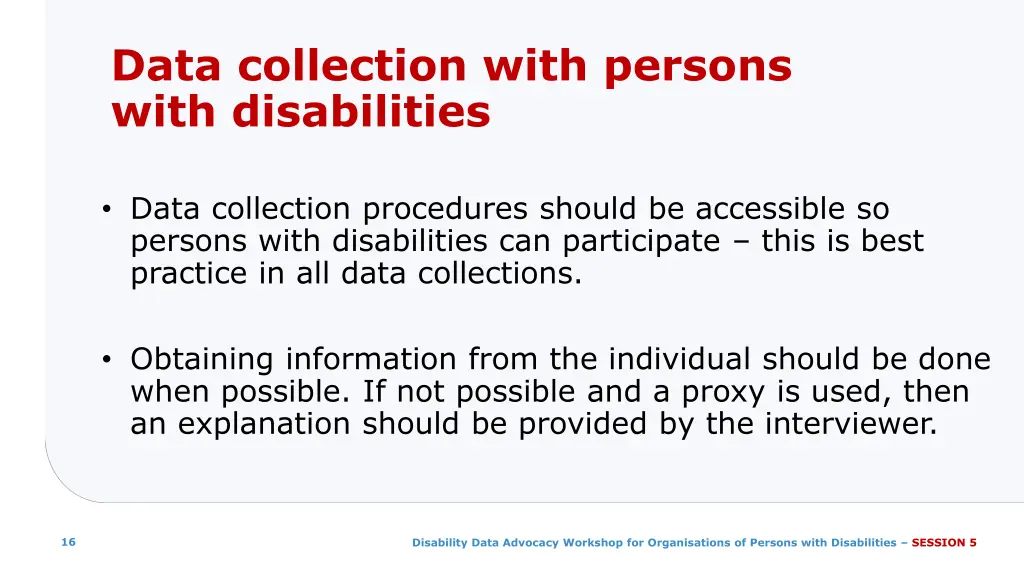 data collection with persons with disabilities
