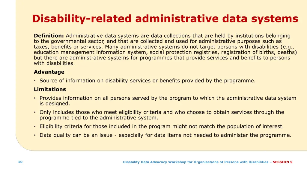 disability related administrative data systems