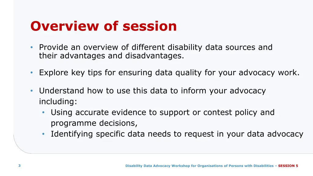 overview of session